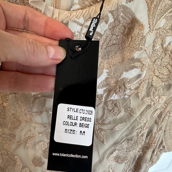 Tolani Relle Dress Beige Medium New - Picture 6 of 12